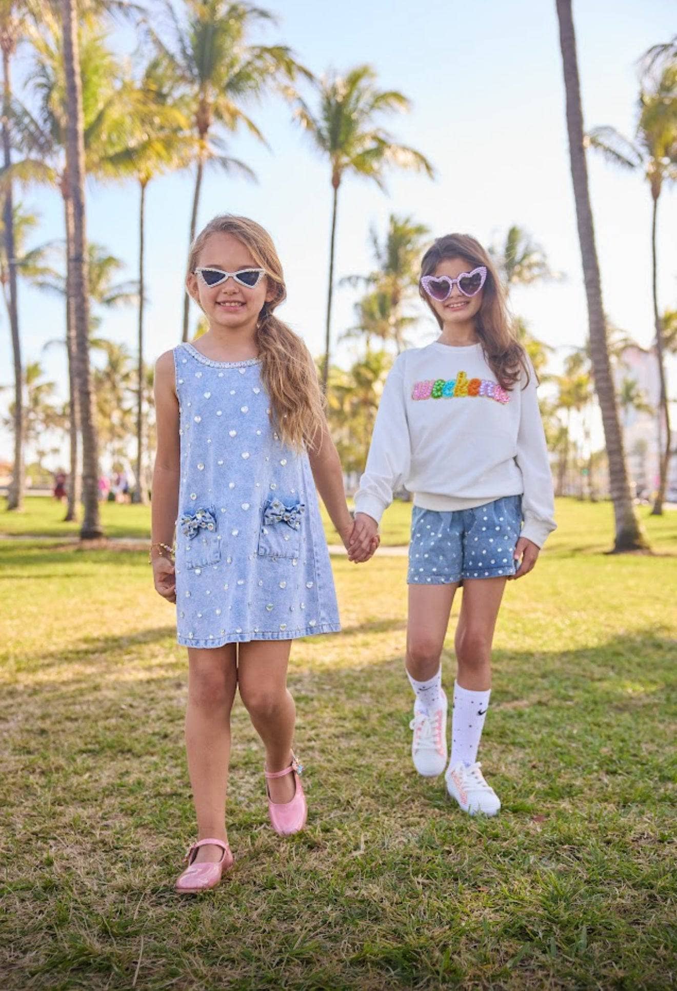 Crystal Heart Denim Bow Dress Crystal Heart Denim Bow Dress