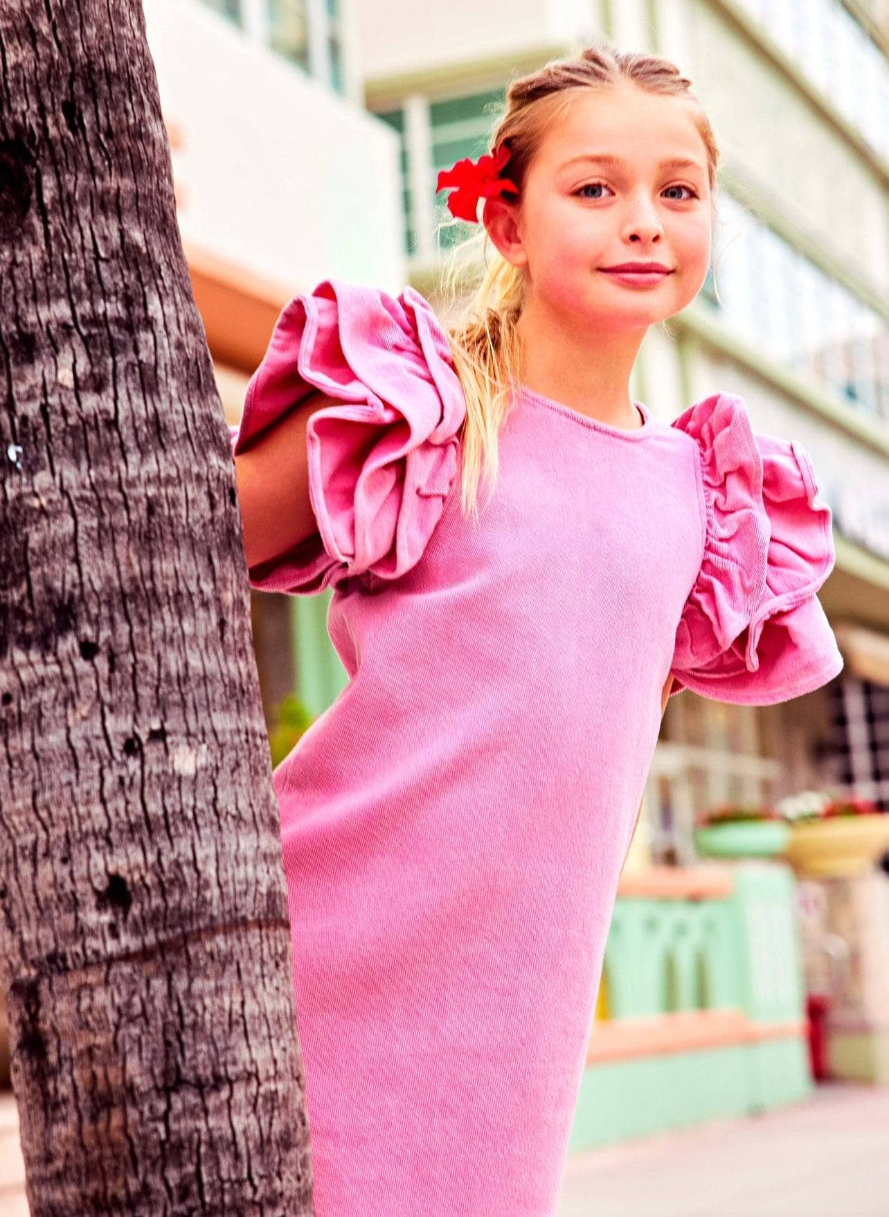 Pink Princess Ruffle Denim Dress Pink Princess Ruffle Denim Dress