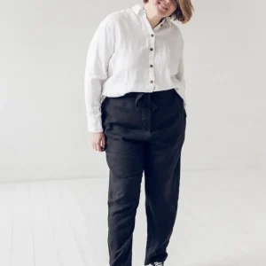 High Waist Linen Pants: Plus Size Woman Trousers
