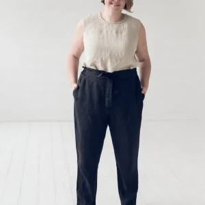 High Waist Linen Pants: Plus Size Woman Trousers