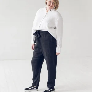 High Waist Linen Pants: Plus Size Woman Trousers