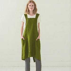 Linen Pinafore Apron Dress: Japanese A-style Crossback Apron