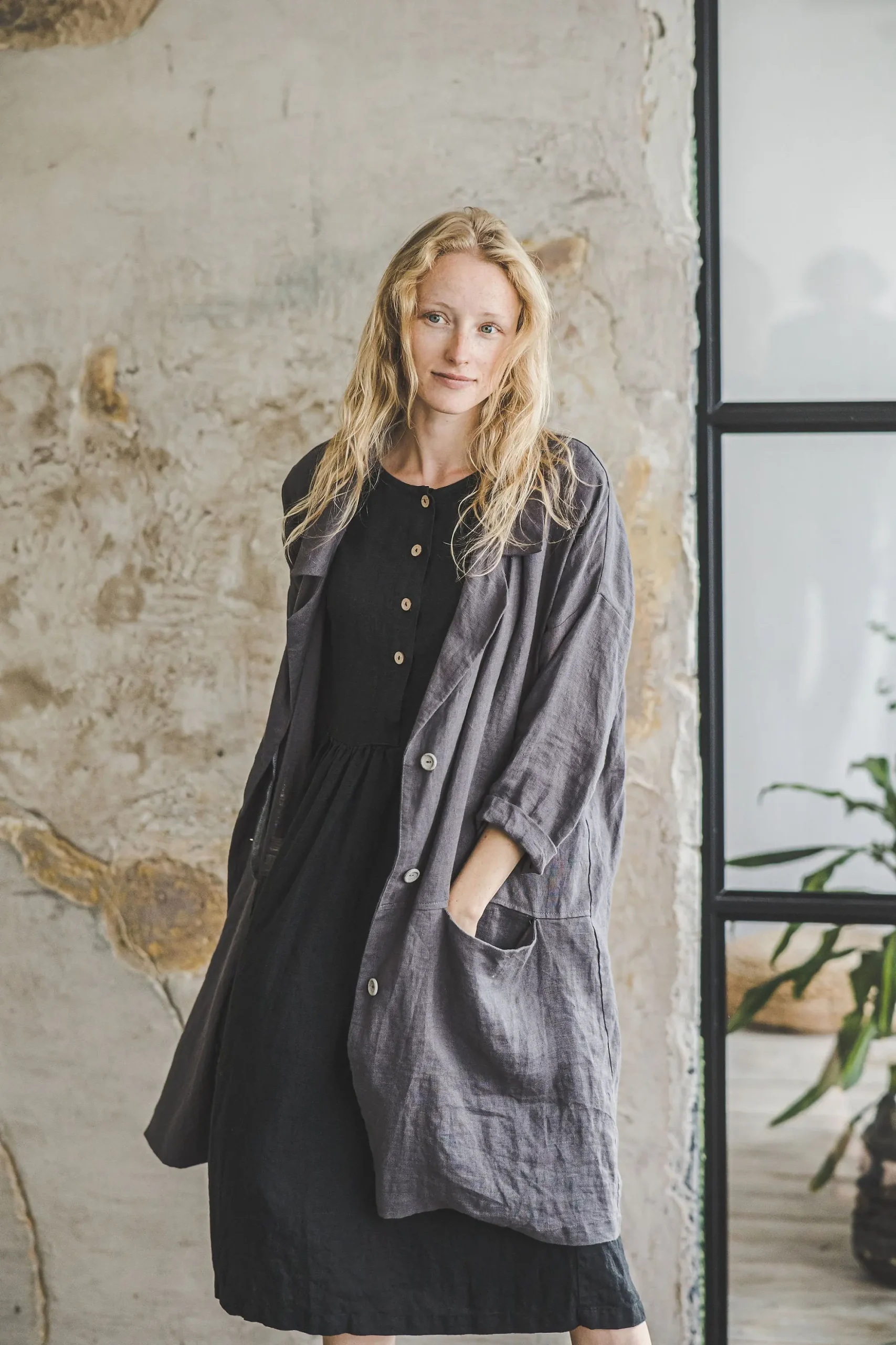 Oversized Linen Blazer With Pockets: Loose Fit Cardigan Oversized Linen Blazer With Pockets: Loose Fit Cardigan