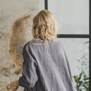 Oversized Linen Blazer With Pockets: Loose Fit Cardigan