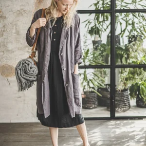 Oversized Linen Blazer With Pockets: Loose Fit Cardigan Oversized Linen Blazer With Pockets: Loose Fit Cardigan