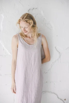 Linen Slip Dress: Sleeveless Flax Summer Dress