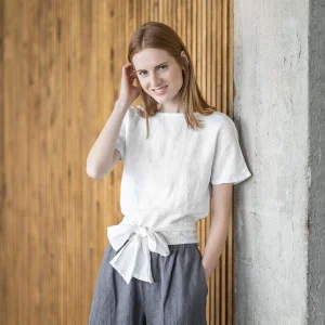 Linen Kimono Blouse: Tie Waist Tank Top