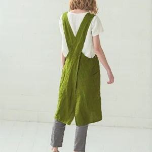 Linen Pinafore Apron Dress: Japanese A-style Crossback Apron