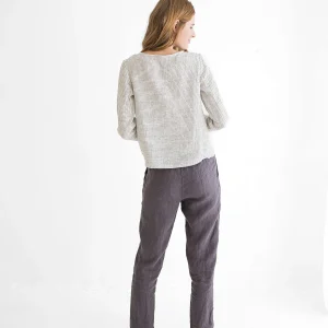 Tapered Linen Pants: Slim Fit, Elastic Waistband