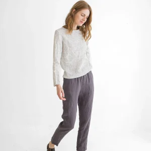 Tapered Linen Pants: Slim Fit, Elastic Waistband