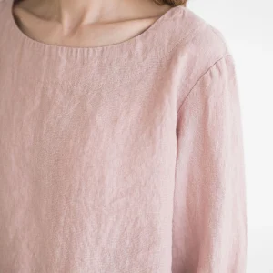Simple Linen Top: Loose Fit Summer Blouse, Mellow Rose
