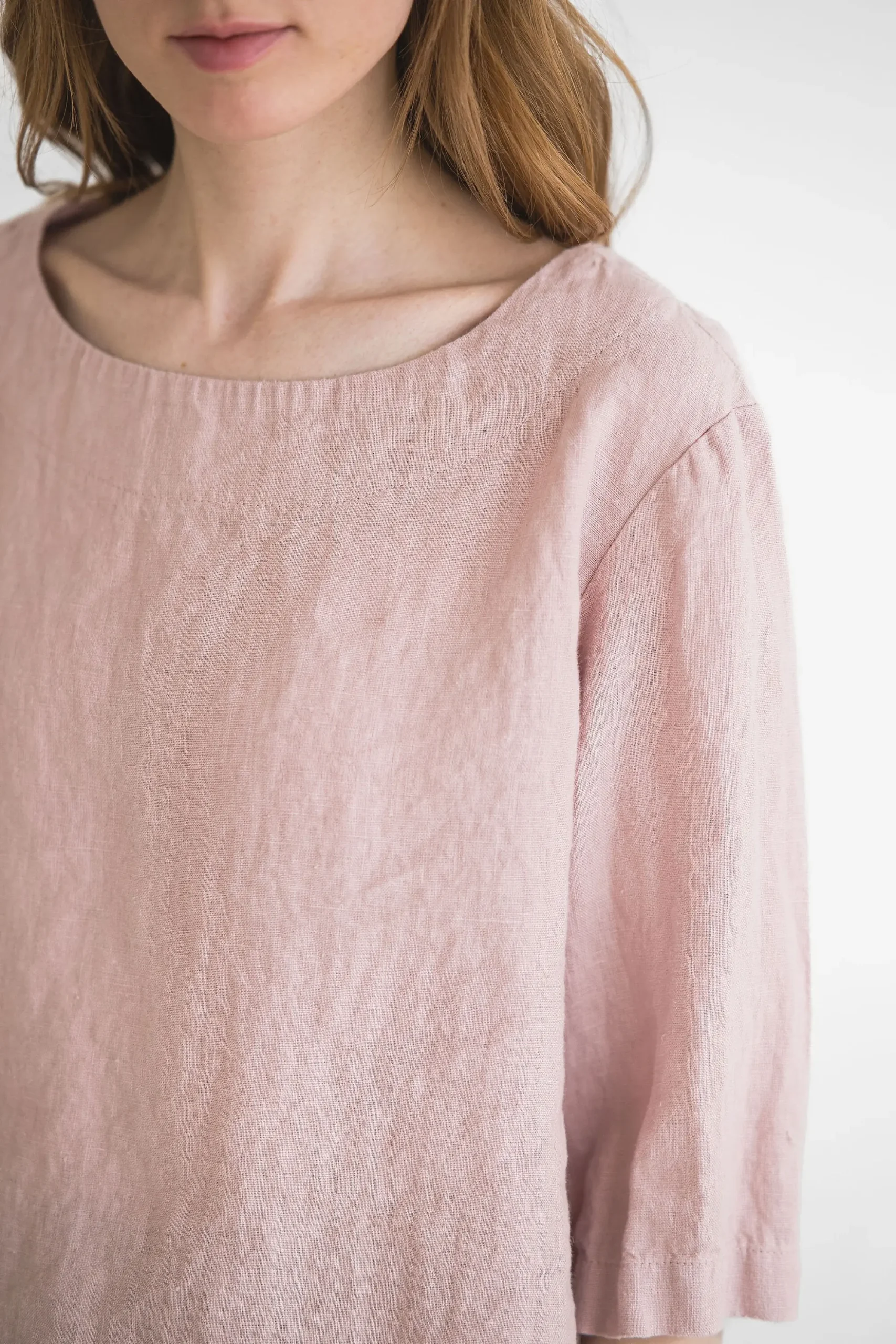 Simple Linen Top: Loose Fit Summer Blouse, Mellow Rose Simple Linen Top: Loose Fit Summer Blouse, Mellow Rose