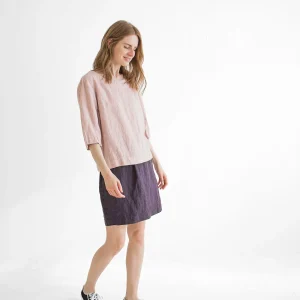 Simple Linen Top: Loose Fit Summer Blouse, Mellow Rose Simple Linen Top: Loose Fit Summer Blouse, Mellow Rose