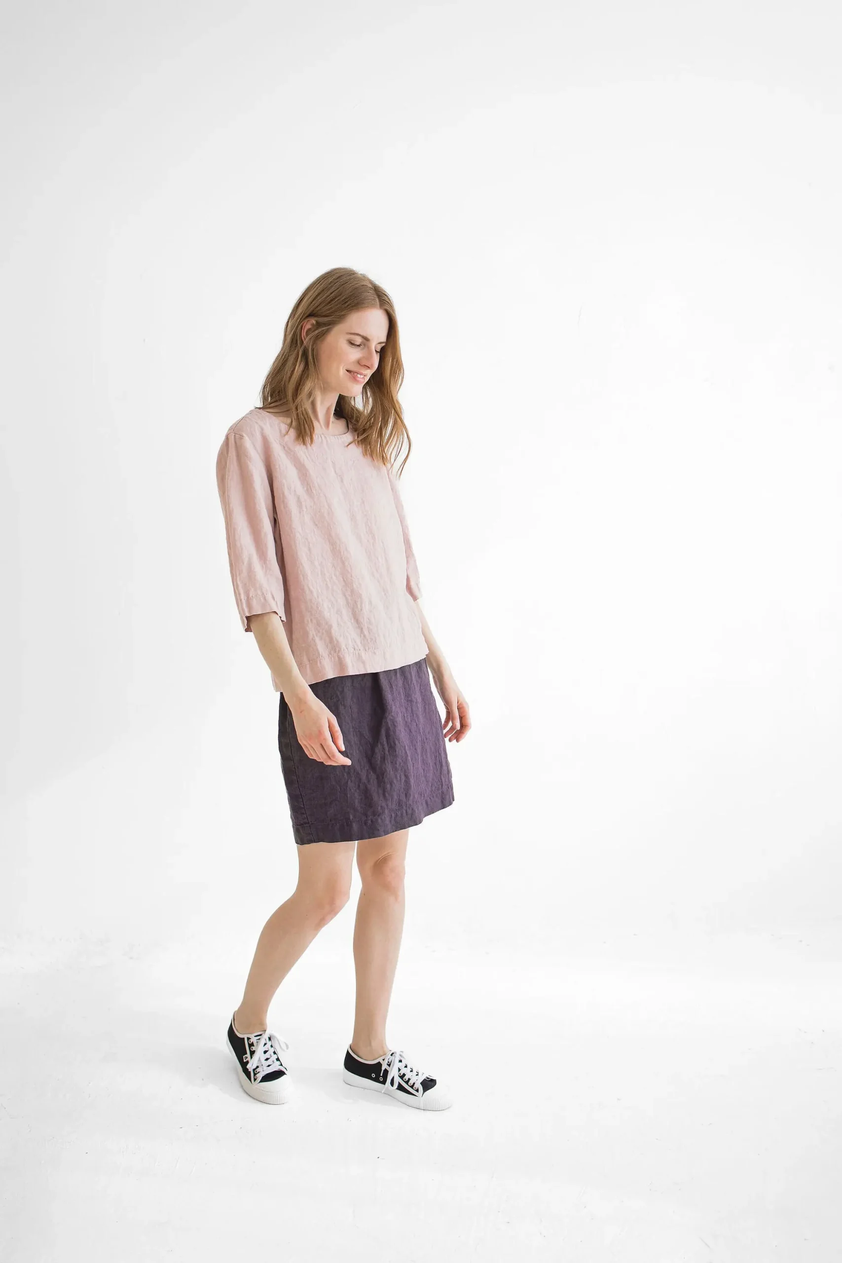 Simple Linen Top: Loose Fit Summer Blouse, Mellow Rose Simple Linen Top: Loose Fit Summer Blouse, Mellow Rose