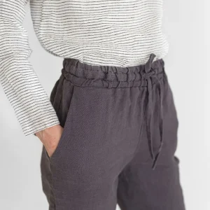 Tapered Linen Pants: Slim Fit, Elastic Waistband