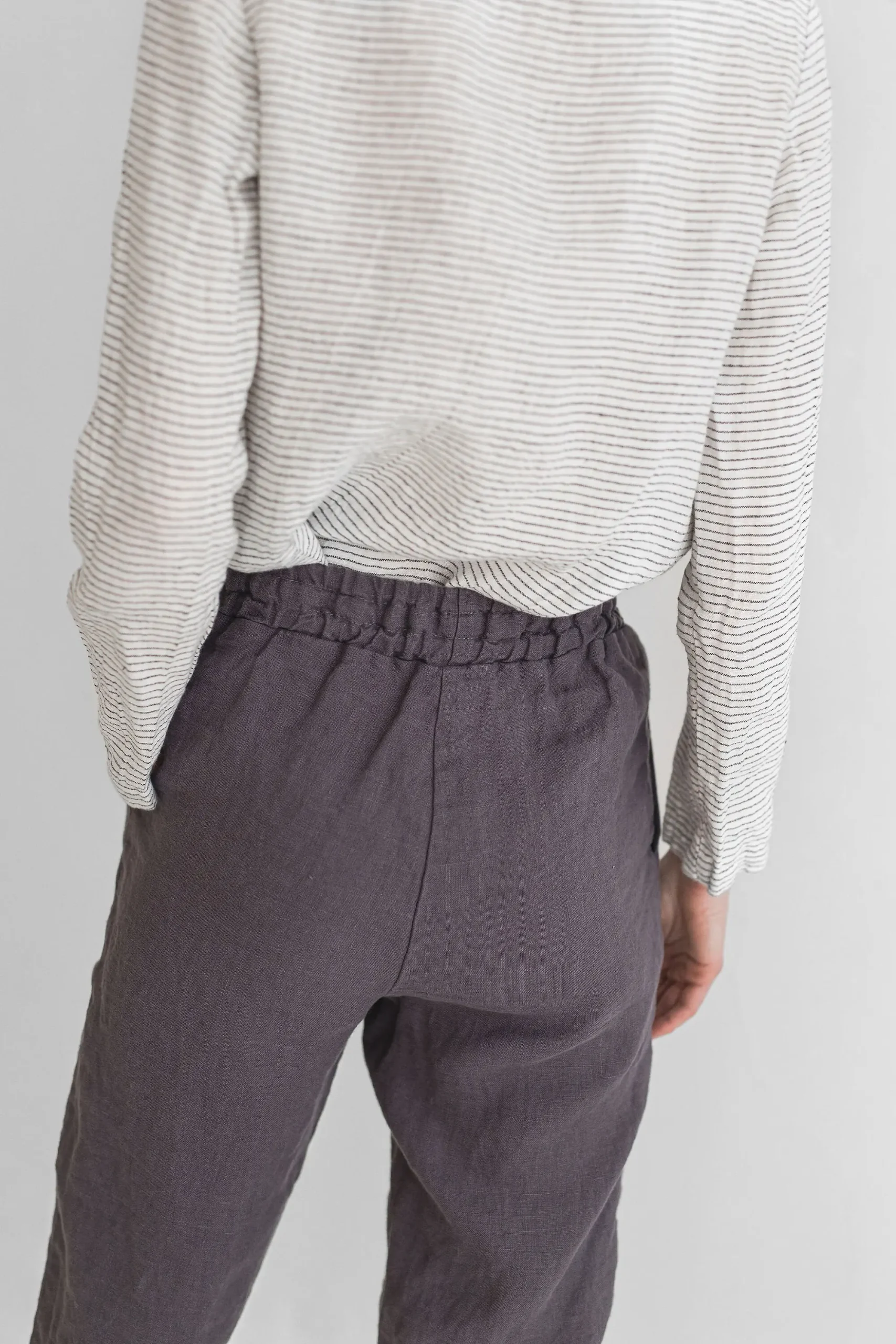 Tapered Linen Pants: Slim Fit, Elastic Waistband Tapered Linen Pants: Slim Fit, Elastic Waistband