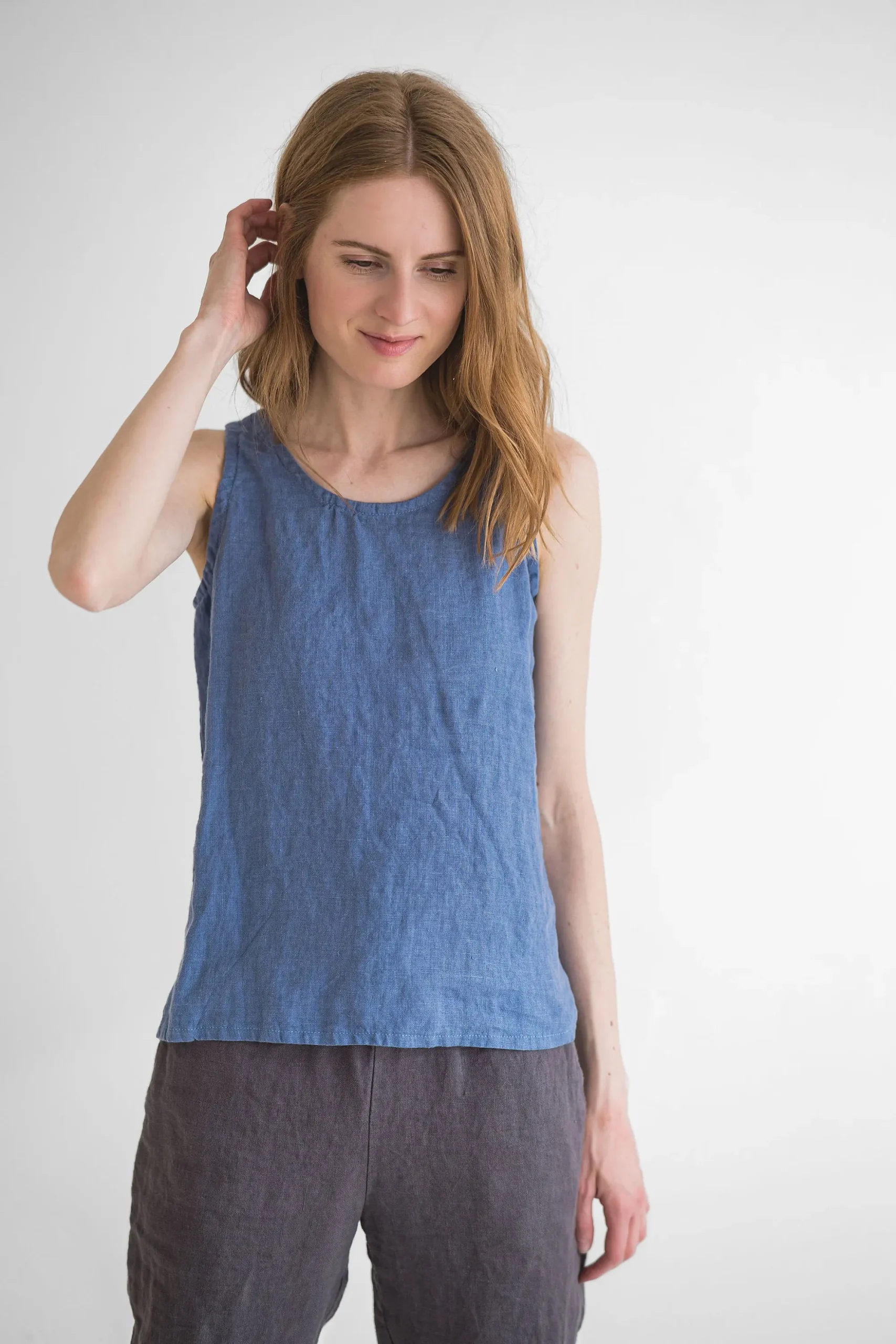 Classic Linen Tank Top: Sleeveless Summer Blouse Classic Linen Tank Top: Sleeveless Summer Blouse