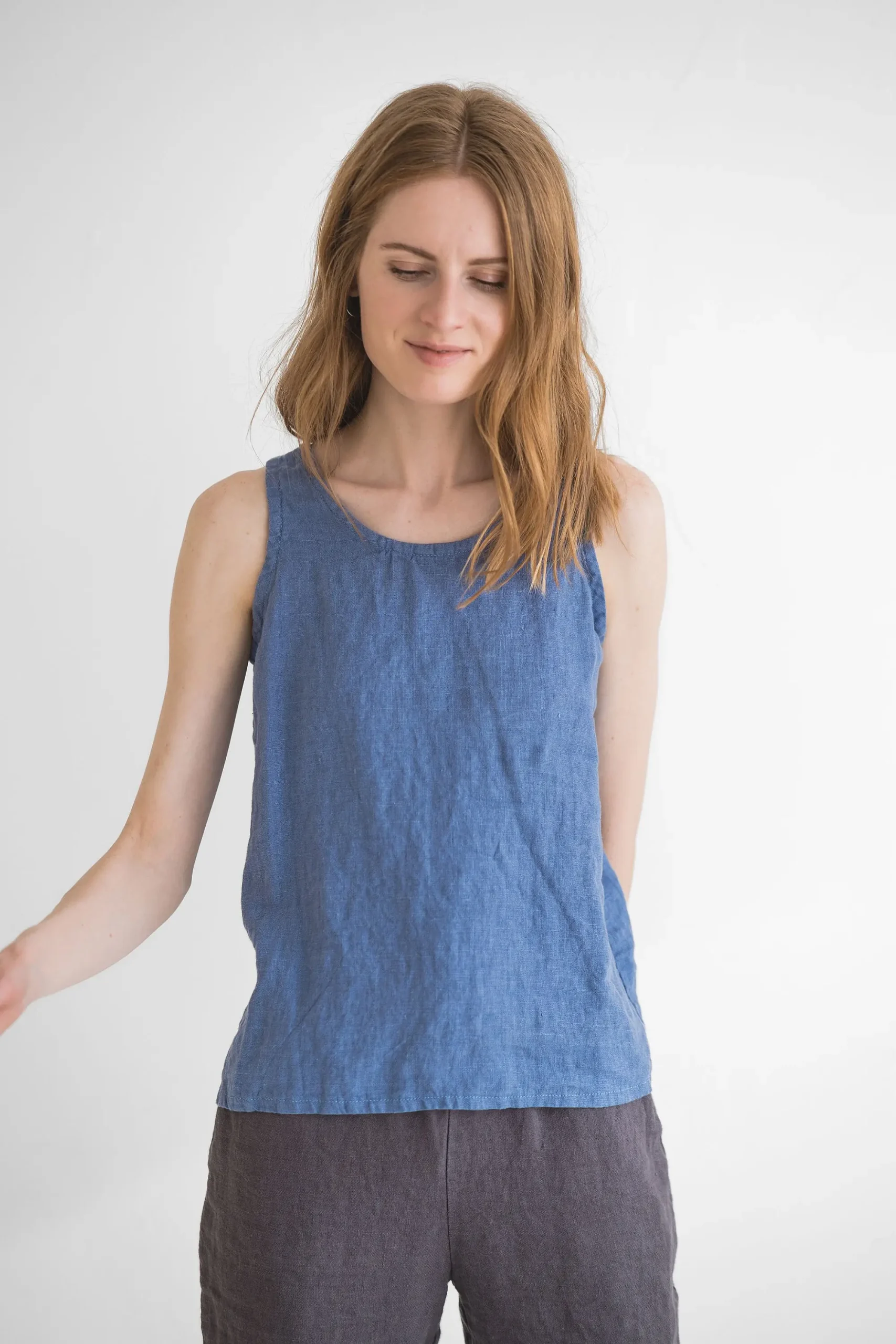 Classic Linen Tank Top: Sleeveless Summer Blouse Classic Linen Tank Top: Sleeveless Summer Blouse