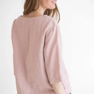 Simple Linen Top: Loose Fit Summer Blouse, Mellow Rose