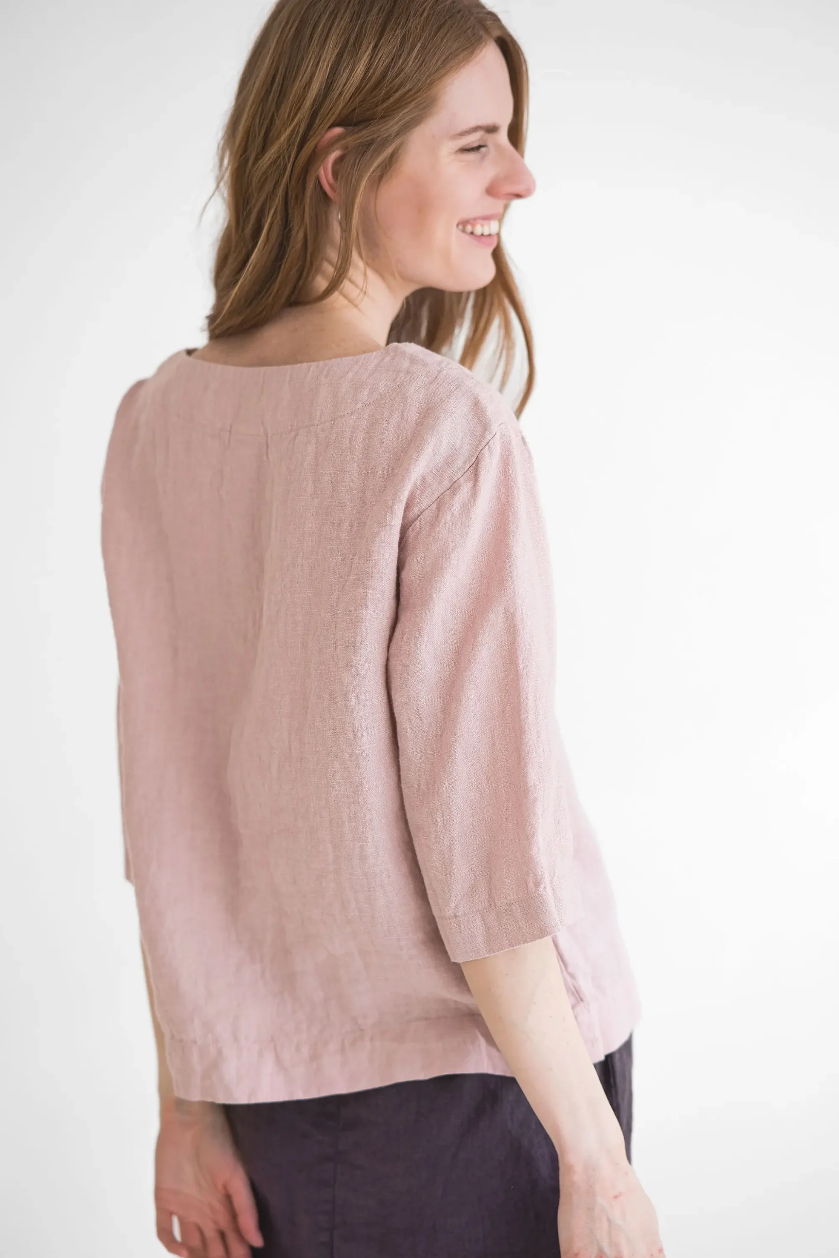 Simple Linen Top: Loose Fit Summer Blouse, Mellow Rose Simple Linen Top: Loose Fit Summer Blouse, Mellow Rose