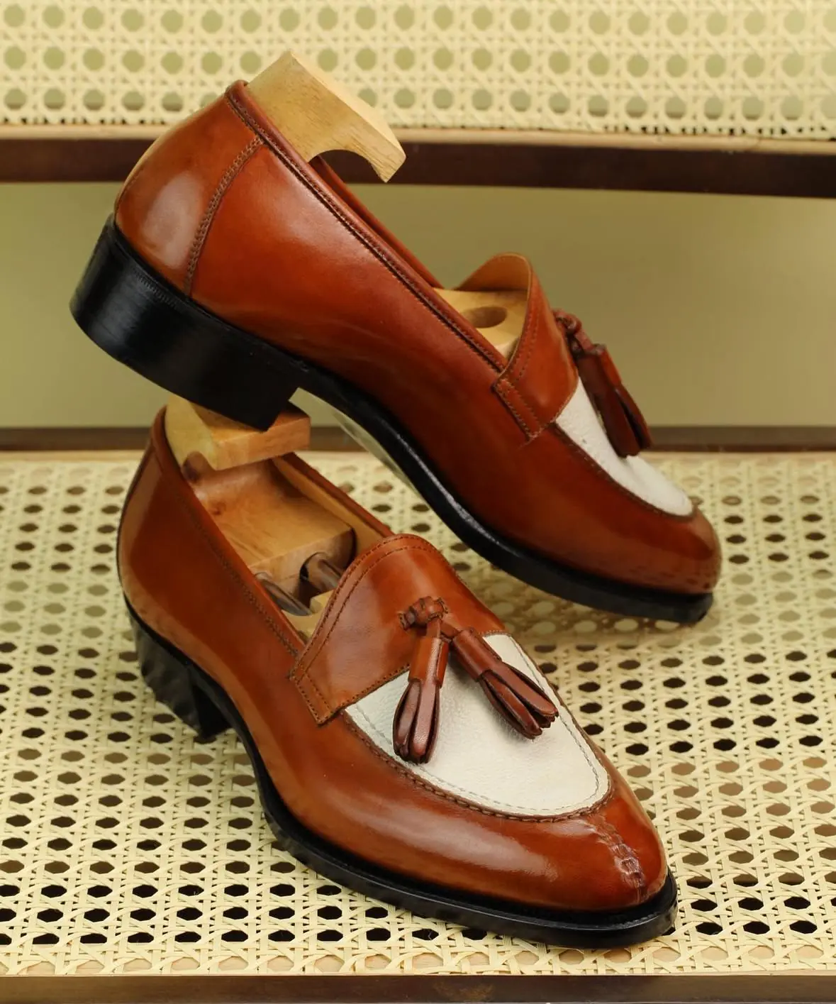 Handmade Brown Leather Tassel Loafers: Goodyear Welted Italian Shoes Handmade Brown Leather Tassel Loafers: Goodyear Welted Italian Shoes