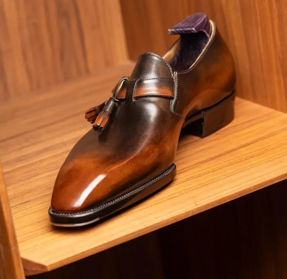 Handmade Brown Leather Monk Strap Shoes: Goodyear Welted Italian Style Handmade Brown Leather Monk Strap Shoes: Goodyear Welted Italian Style