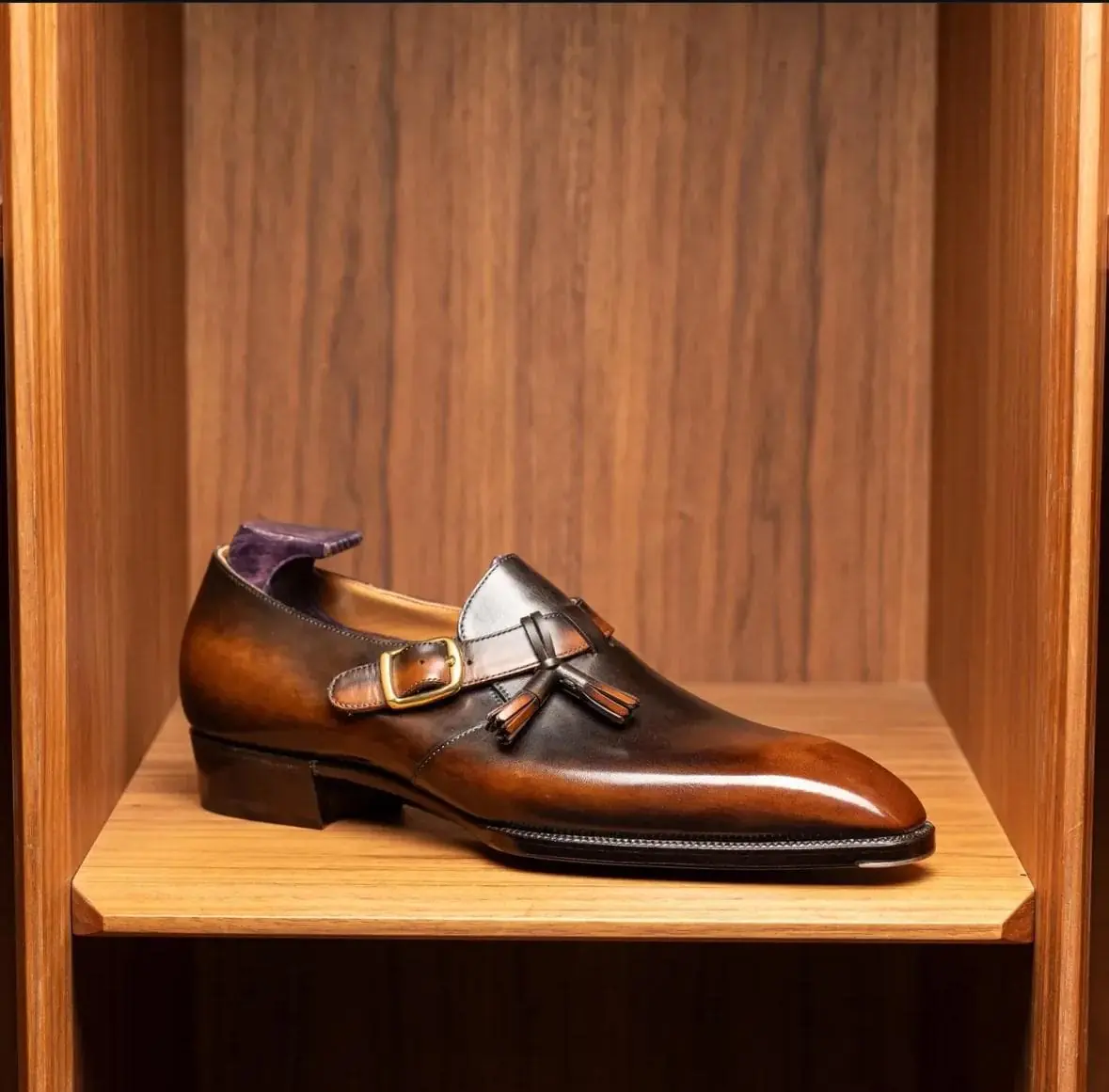 Handmade Brown Leather Monk Strap Shoes: Goodyear Welted Italian Style Handmade Brown Leather Monk Strap Shoes: Goodyear Welted Italian Style