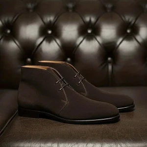 Brown Suede Leather Chukka Boots Goodyear Welted  Boots  Italian Leather Handmade Boots Unisex Boots