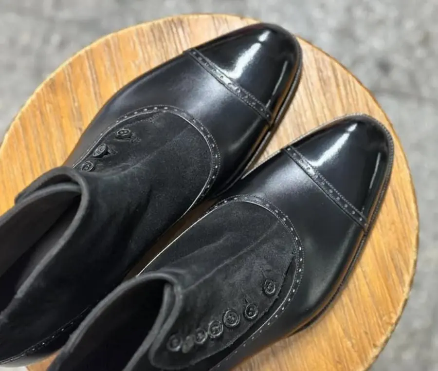 Black Button Boots Leather Goodyear Welted Button Boots Italian Leather Handmade Boots Unisex Boots Black Button Boots Leather Goodyear Welted Button Boots Italian Leather Handmade Boots Unisex Boots