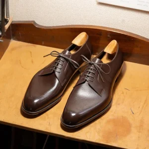 Men’s Brown Handmade Whole Cut  Leather Derby Shoes Formal Shoes Good Year Welted Shoes