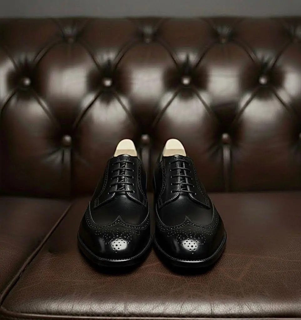 Back Handmade Semi Brogue Leather Derby Shoes Office Shoes Casual Mens Shoes Bespoke Shoes Back Handmade Semi Brogue Leather Derby Shoes Office Shoes Casual Mens Shoes Bespoke Shoes