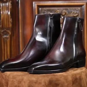 Chelsea Zipper Boots Leather Goodyear Welted Zipper Boots  Italian Leather Handmade Boots Unisex Boots