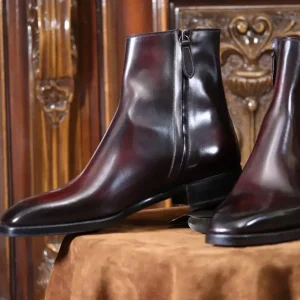 Chelsea Zipper Boots Leather Goodyear Welted Zipper Boots  Italian Leather Handmade Boots Unisex Boots