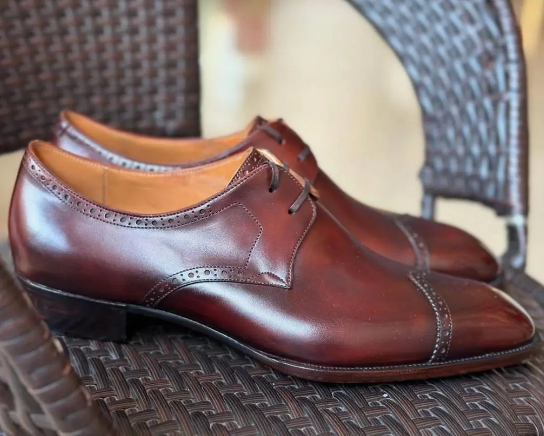 Brown Handmade Leather Derby Shoes Men’s Casual Shoes Wedding Shoes Brown Handmade Leather Derby Shoes Men’s Casual Shoes Wedding Shoes