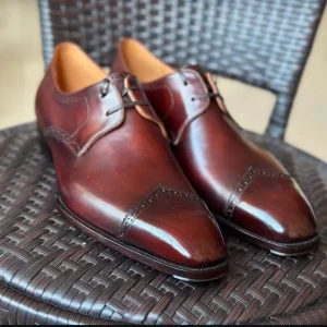 Brown Handmade Leather Derby Shoes Men’s Casual Shoes Wedding Shoes