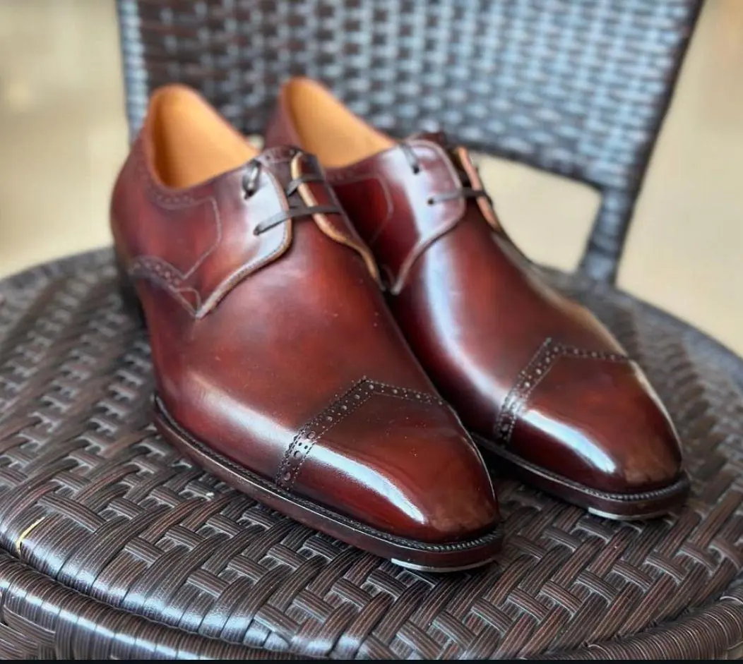 Brown Handmade Leather Derby Shoes Men’s Casual Shoes Wedding Shoes Brown Handmade Leather Derby Shoes Men’s Casual Shoes Wedding Shoes