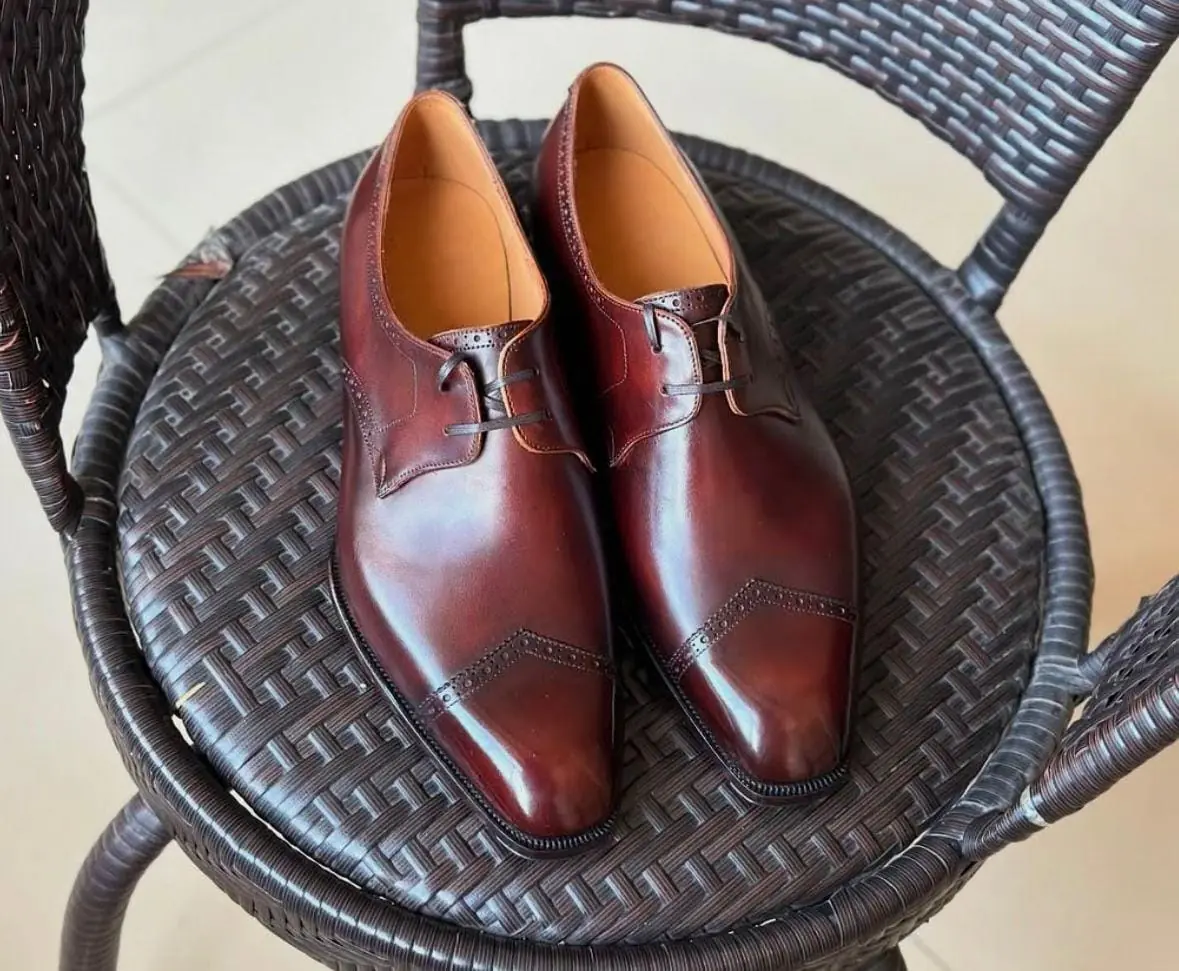 Brown Handmade Leather Derby Shoes Men’s Casual Shoes Wedding Shoes Brown Handmade Leather Derby Shoes Men’s Casual Shoes Wedding Shoes