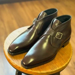 Brown Leather Chukka Boots Goodyear Welted Boots Italian Leather Handmade Boots Unisex Boots