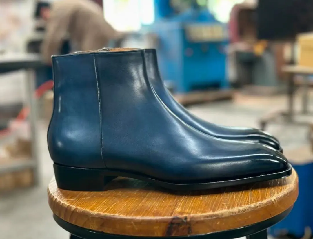 Blue Patina Chelsea Boots Leather Goodyear Welted Zipper Boots Italian Leather Handmade Boots Unisex Boots Blue Patina Chelsea Boots Leather Goodyear Welted Zipper Boots Italian Leather Handmade Boots Unisex Boots